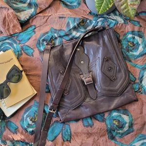 Vintage Dries Van Noten Messenger Bag Saddle Bag Dark Brown Leather Crossbody